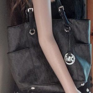 Michael Kors purse, black with silver accents